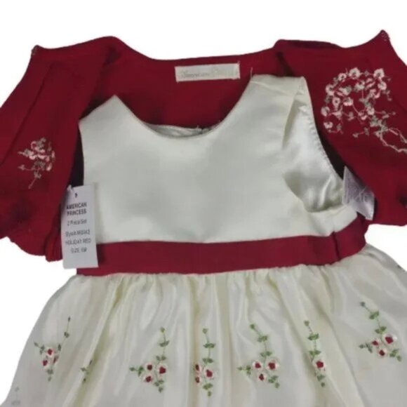 American Princess Floral Red and Ivory Dress Size 6M - Picture 5 of 12